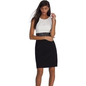 NWT WHBM Colorblock Sheath Dress with Lace